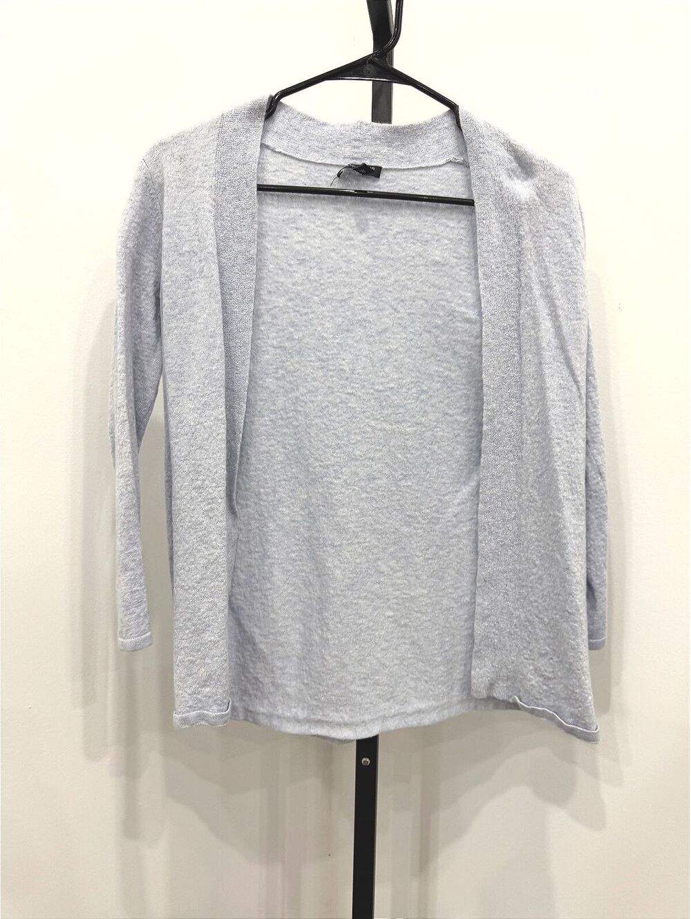 Eileen Fisher Petite Light Blueish Gray Open Front Cardigan Sweater PM